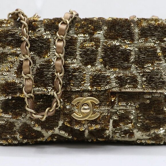 Chanel Small Sequin Quilted Single Flap Gold - Picture 1 of 12